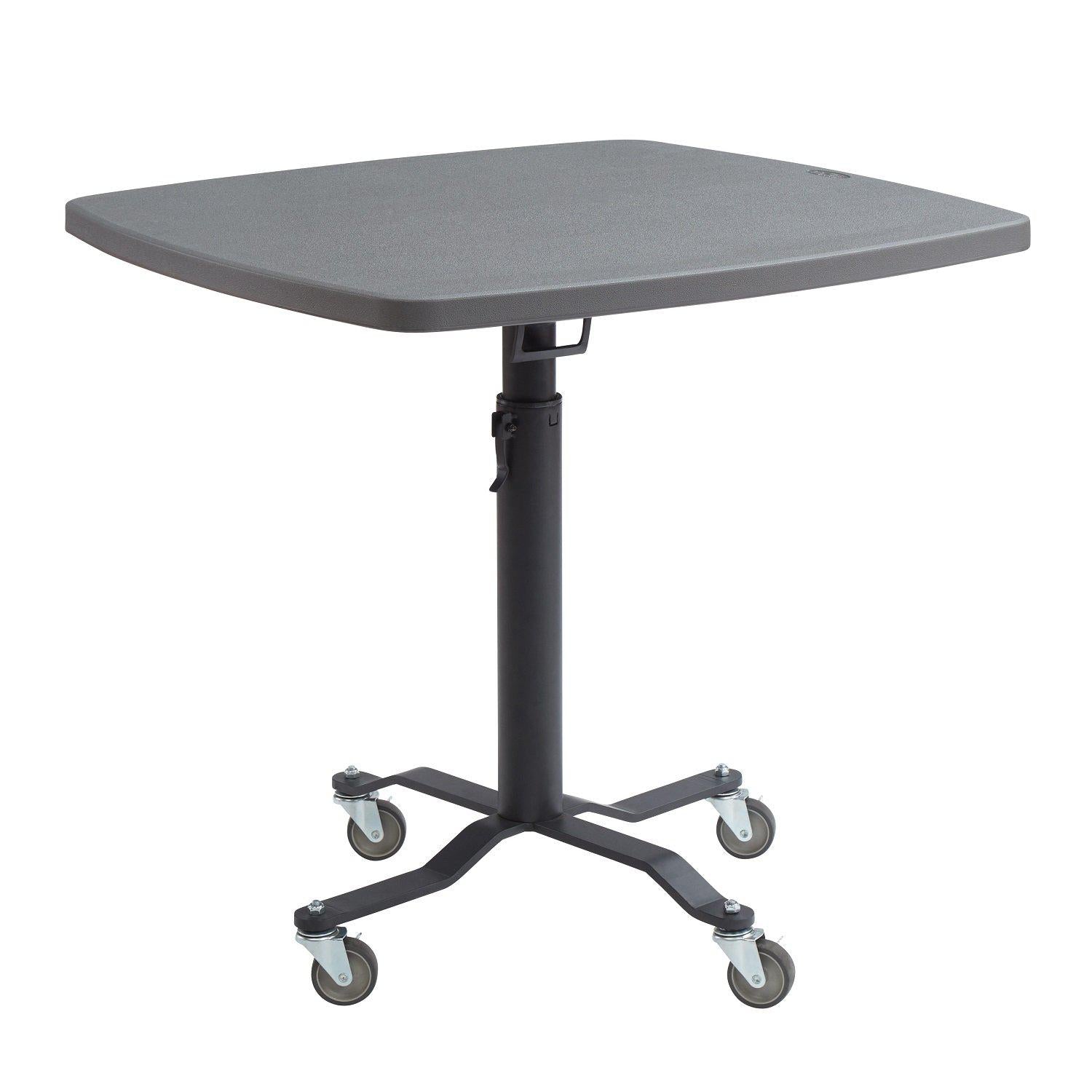 Premium Plus Adjustable Height Café Table, 36" Square, Charcoal Slate Blow Molded Plastic Top