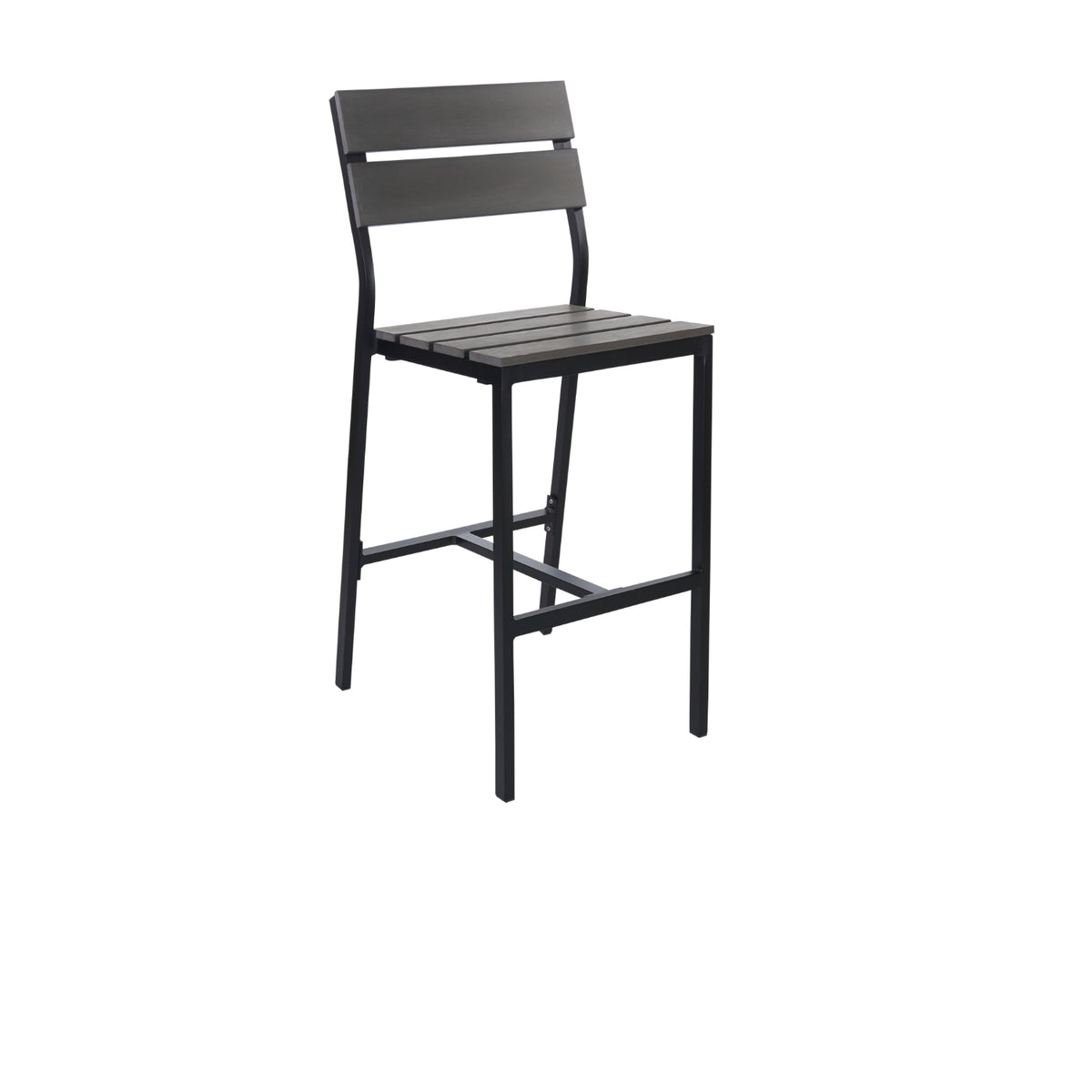 Seaside Collection Outdoor/Indoor Aluminum Side Barstool with Gray Synthetic Teak Seat and Back