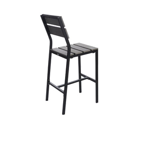 Seaside Collection Outdoor/Indoor Aluminum Side Barstool with Gray Synthetic Teak Seat and Back
