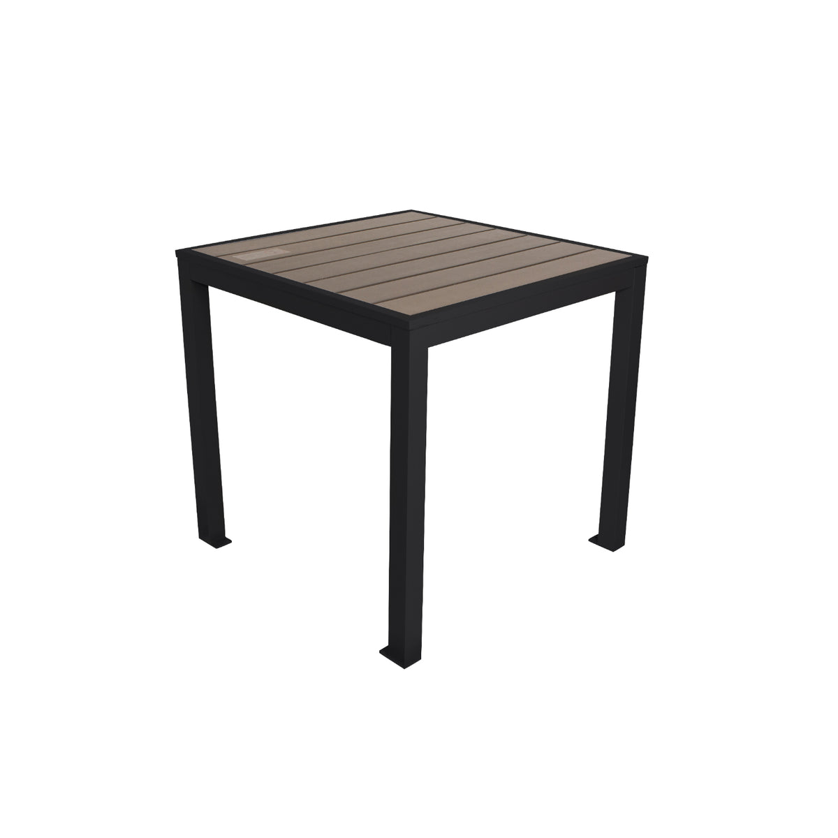 Seaside Collection Outdoor/Indoor 35" Square 4-Leg Bolt-Down Dining Height Table, Aluminum Frame with Gray Synthetic Teak Top