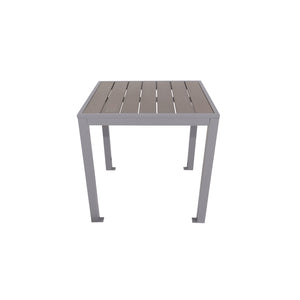 Seaside Collection Outdoor/Indoor 35" Square 4-Leg Bolt-Down Dining Height Table, Aluminum Frame with Gray Synthetic Teak Top