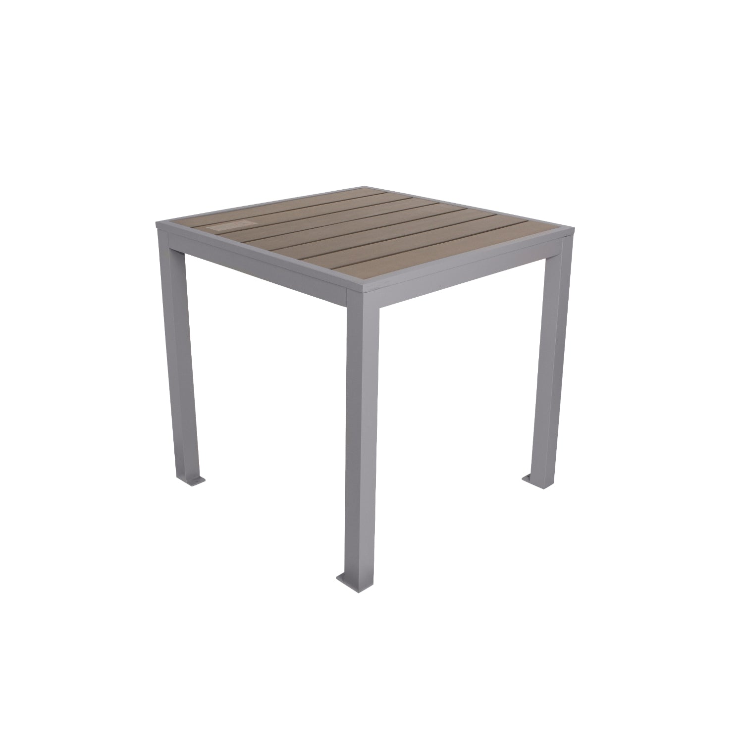 Seaside Collection Outdoor/Indoor 35" Square 4-Leg Bolt-Down Dining Height Table, Aluminum Frame with Gray Synthetic Teak Top