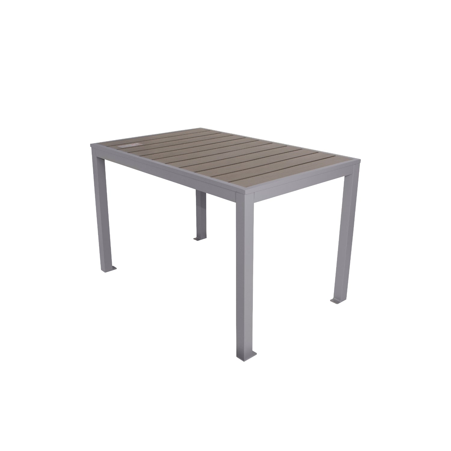 Seaside Collection Outdoor/Indoor 31" x 48" 4-Leg Bolt-Down Dining Height Table, Aluminum Frame with Gray Synthetic Teak Top