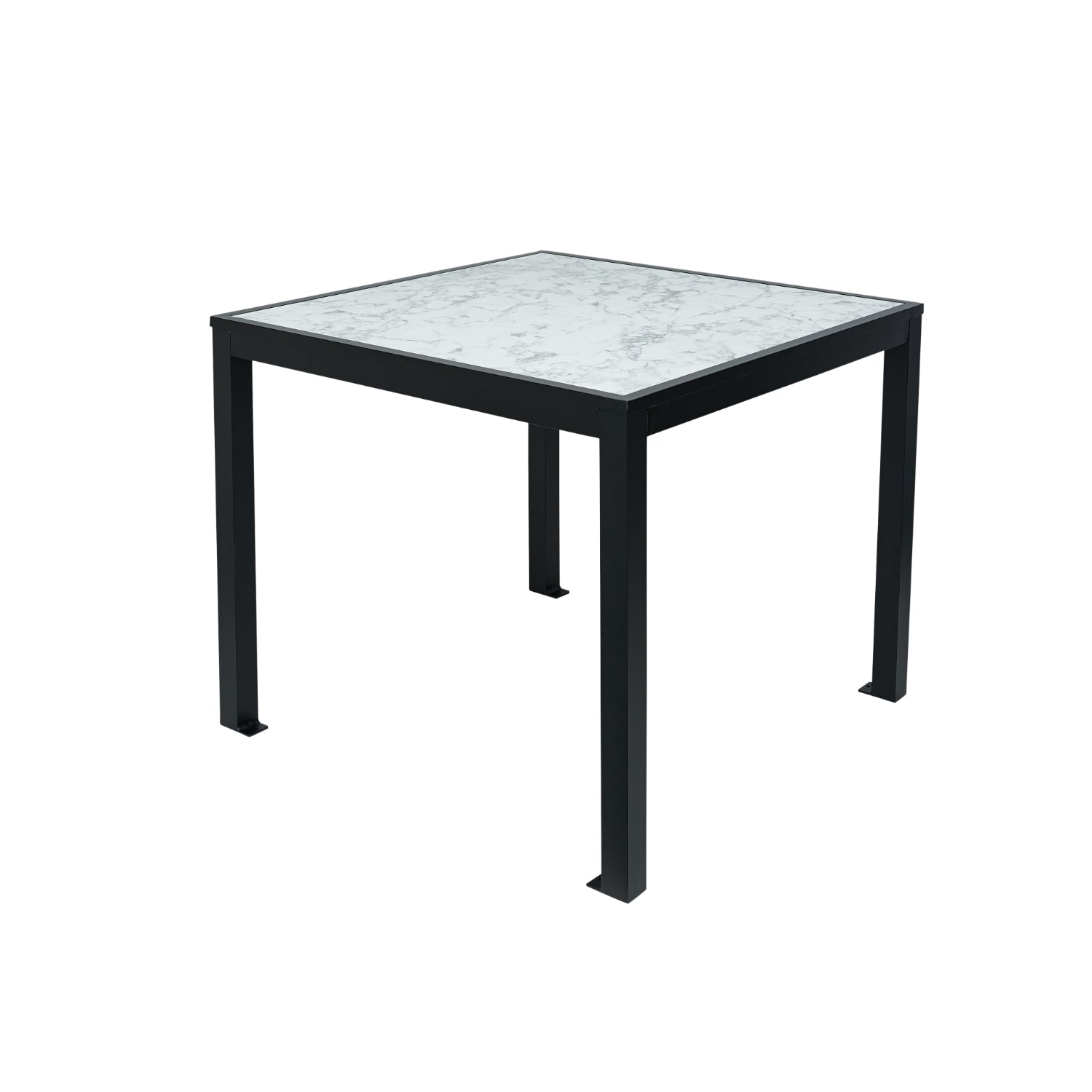 Surf Inlay Outdoor/Indoor 32" Square Aluminum 4-Leg Bolt-Down Dining Height Table with Laminate Inlay Top