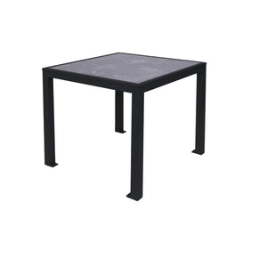 Surf Inlay Outdoor/Indoor 32" Square Aluminum 4-Leg Bolt-Down Dining Height Table with Laminate Inlay Top