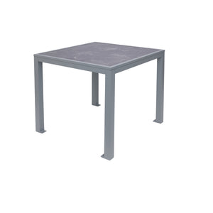 Surf Inlay Outdoor/Indoor 32" Square Aluminum 4-Leg Bolt-Down Dining Height Table with Laminate Inlay Top