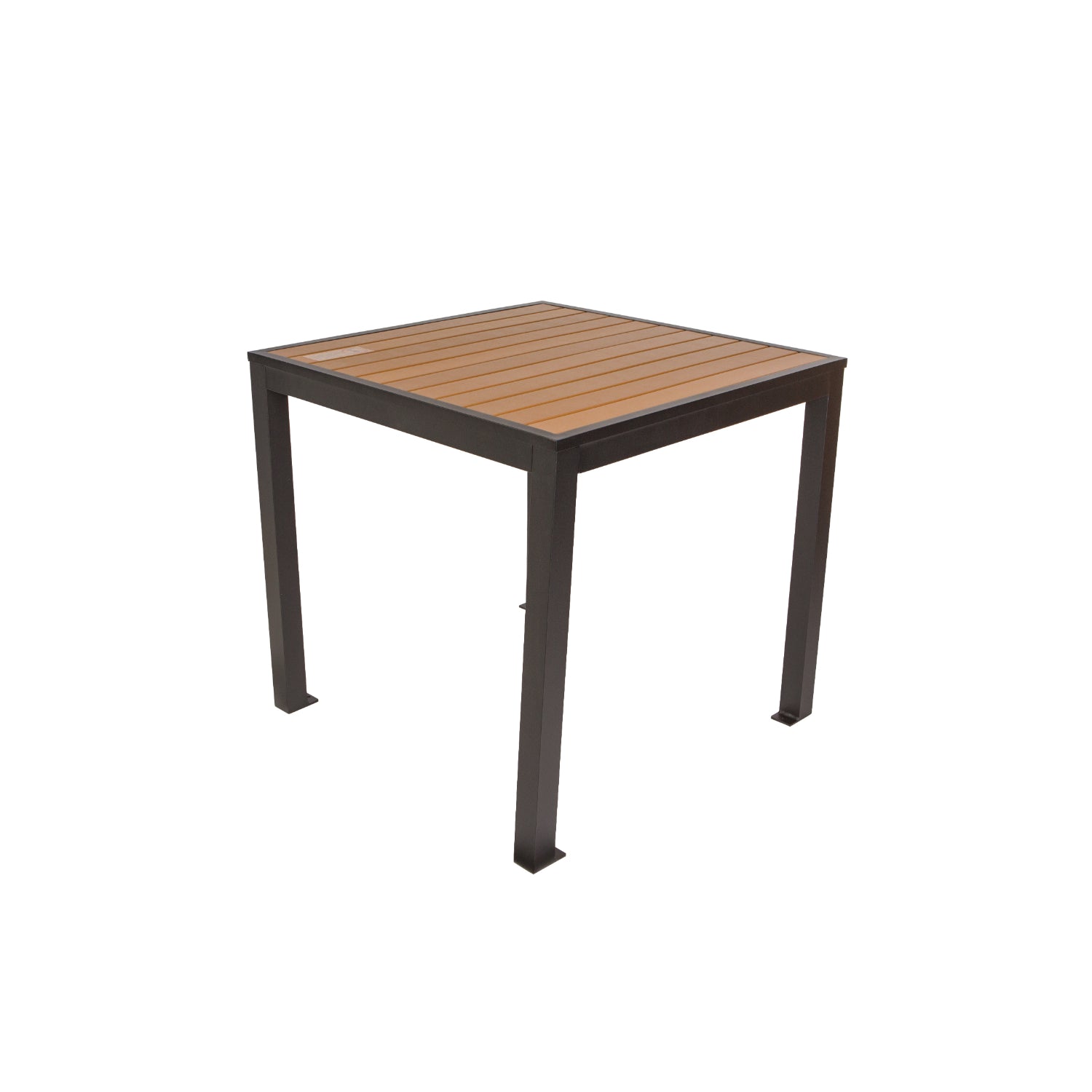 Longport Collection Outdoor/Indoor 32" Square Aluminum 4-Leg Bolt-Down Dining Height with Synthetic Teak Top