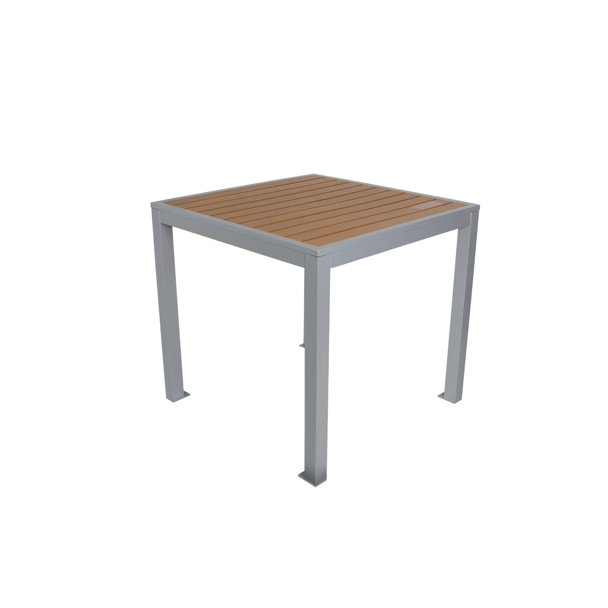 Longport Collection Outdoor/Indoor 32" Square Aluminum 4-Leg Bolt-Down Dining Height with Synthetic Teak Top