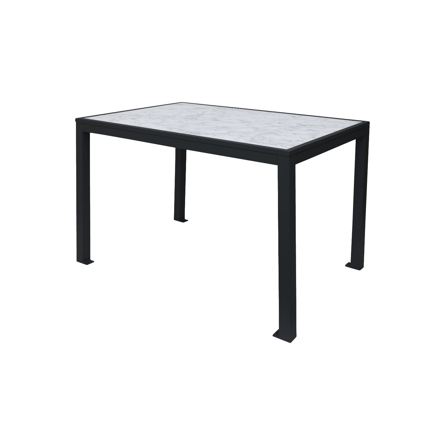Surf Inlay Outdoor/Indoor 32" x 48" Aluminum 4-Leg Bolt-Down Dining Height Table with Laminate Inlay Top