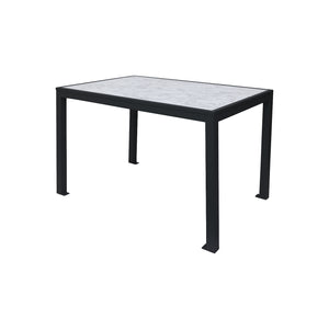 Surf Inlay Outdoor/Indoor 32" x 48" Aluminum 4-Leg Bolt-Down Dining Height Table with Laminate Inlay Top