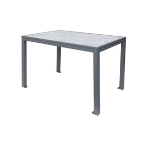 Surf Inlay Outdoor/Indoor 32" x 48" Aluminum 4-Leg Bolt-Down Dining Height Table with Laminate Inlay Top