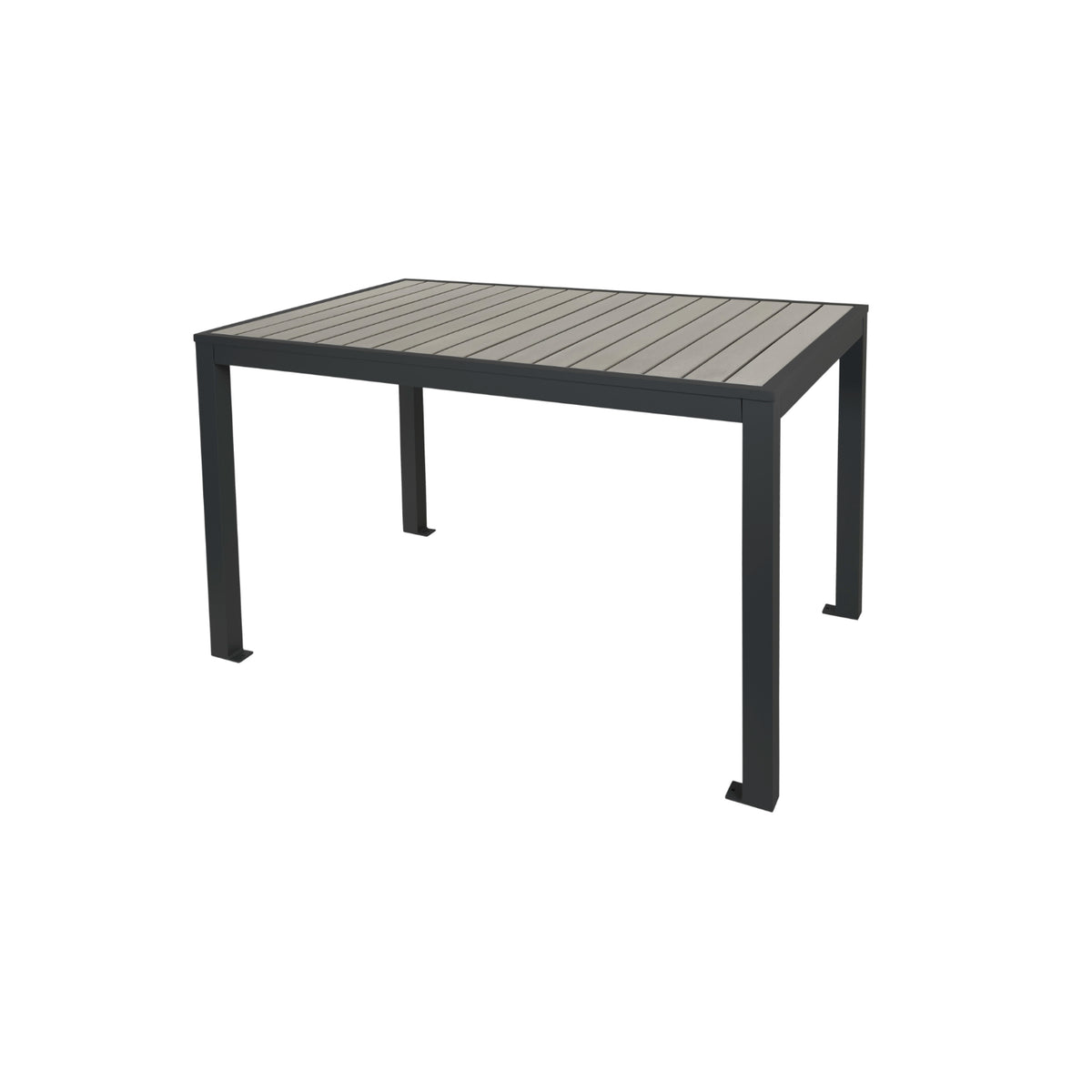 Seaside Collection Outdoor/Indoor 31" x 48" 4-Leg Bolt-Down Dining Height Table, Aluminum Frame with Gray Synthetic Teak Top