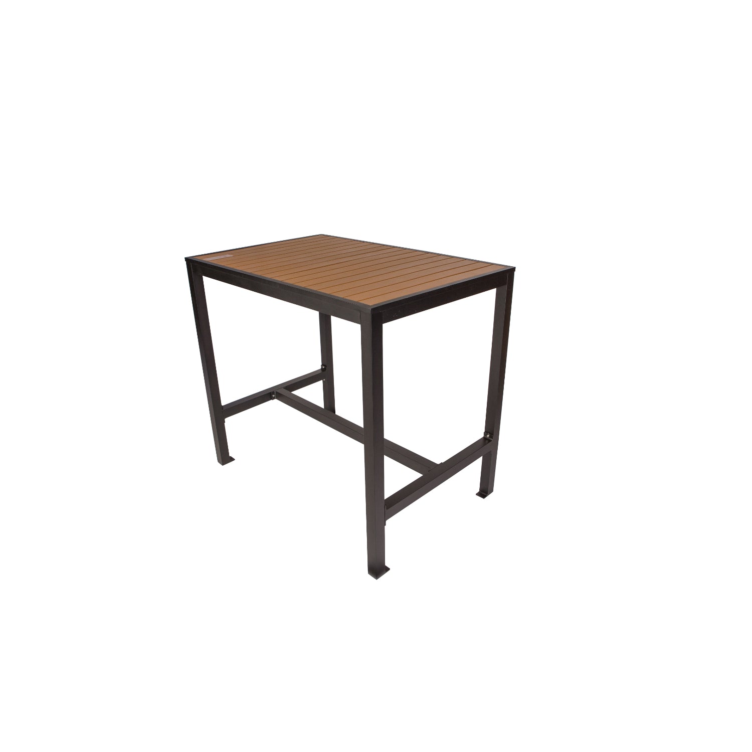 Longport Collection Outdoor/Indoor 32" x 48" Aluminum 4-Leg Bolt-Down Bar Height Table with Synthetic Teak Top