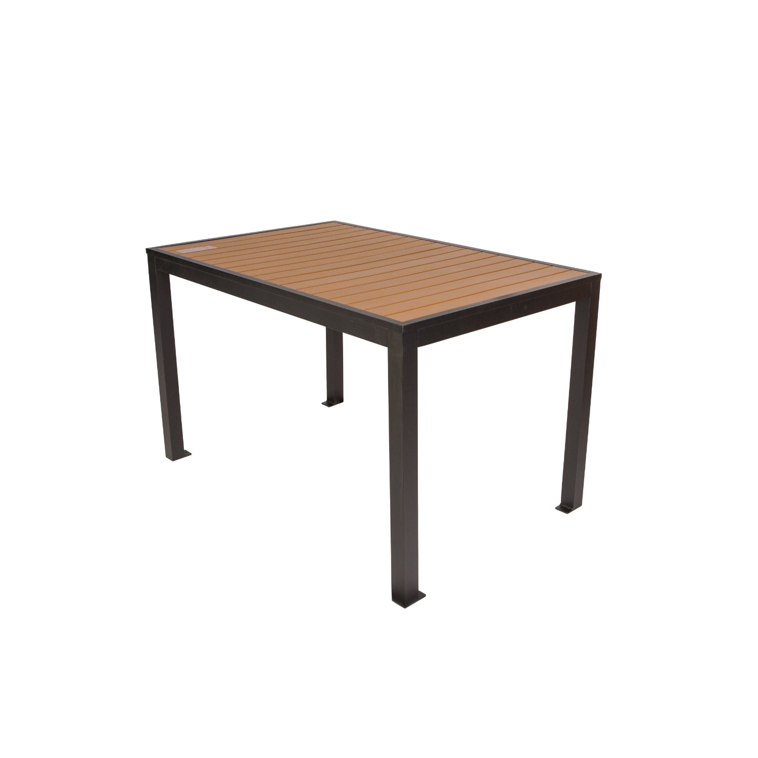 Longport Collection Outdoor/Indoor 35" x 71" Aluminum 4-Leg Bolt-Down Dining Height with Synthetic Teak Top