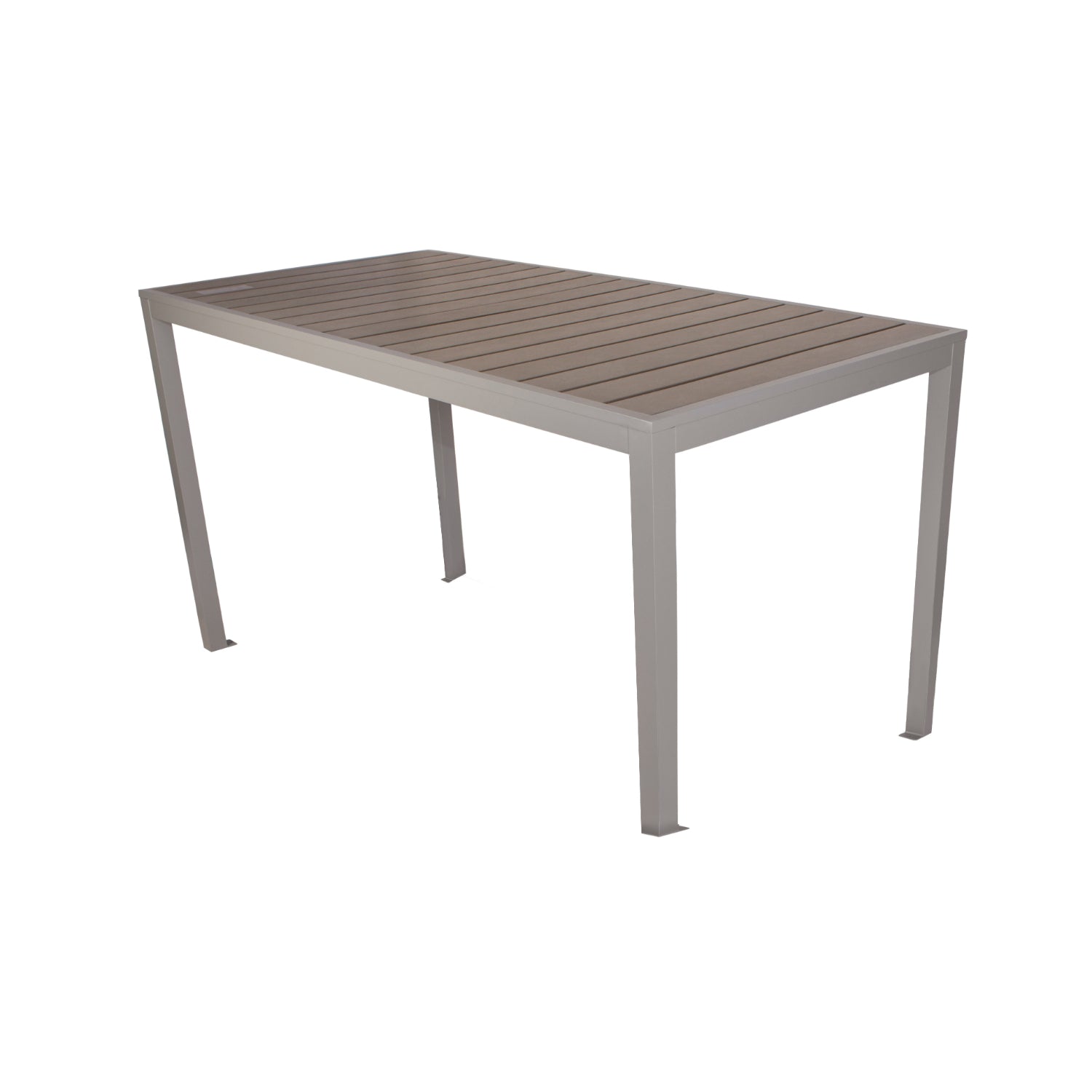 Seaside Collection Outdoor/Indoor 35" x 72" 4-Leg Bolt-Down Dining Height Table, Aluminum Frame with Gray Synthetic Teak Top