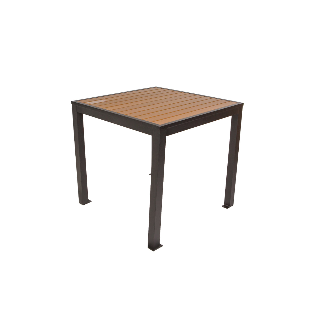 Longport Collection Outdoor/Indoor 35" Square Aluminum 4-Leg Bolt-Down Dining Height with Synthetic Teak Top