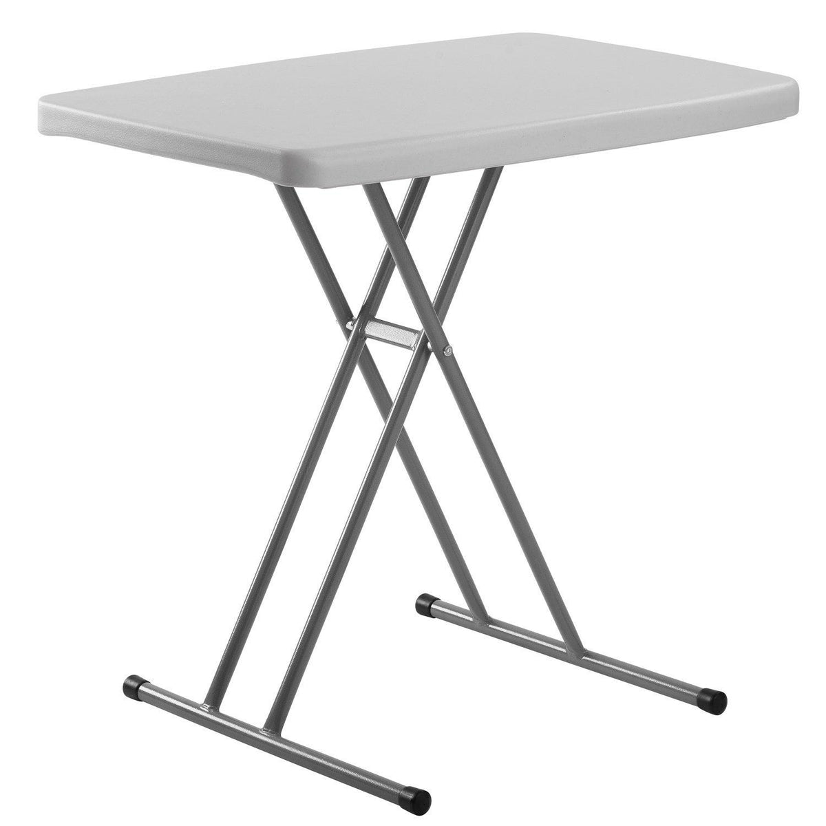 Adjustable Height Blow-Molded Plastic Personal Folding Table, 20" x 30", Speckled Grey Top, Grey Frame