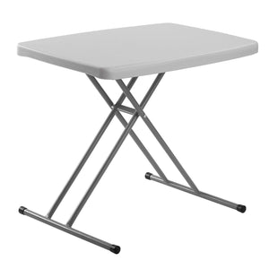 Adjustable Height Blow-Molded Plastic Personal Folding Table, 20" x 30", Speckled Grey Top, Grey Frame