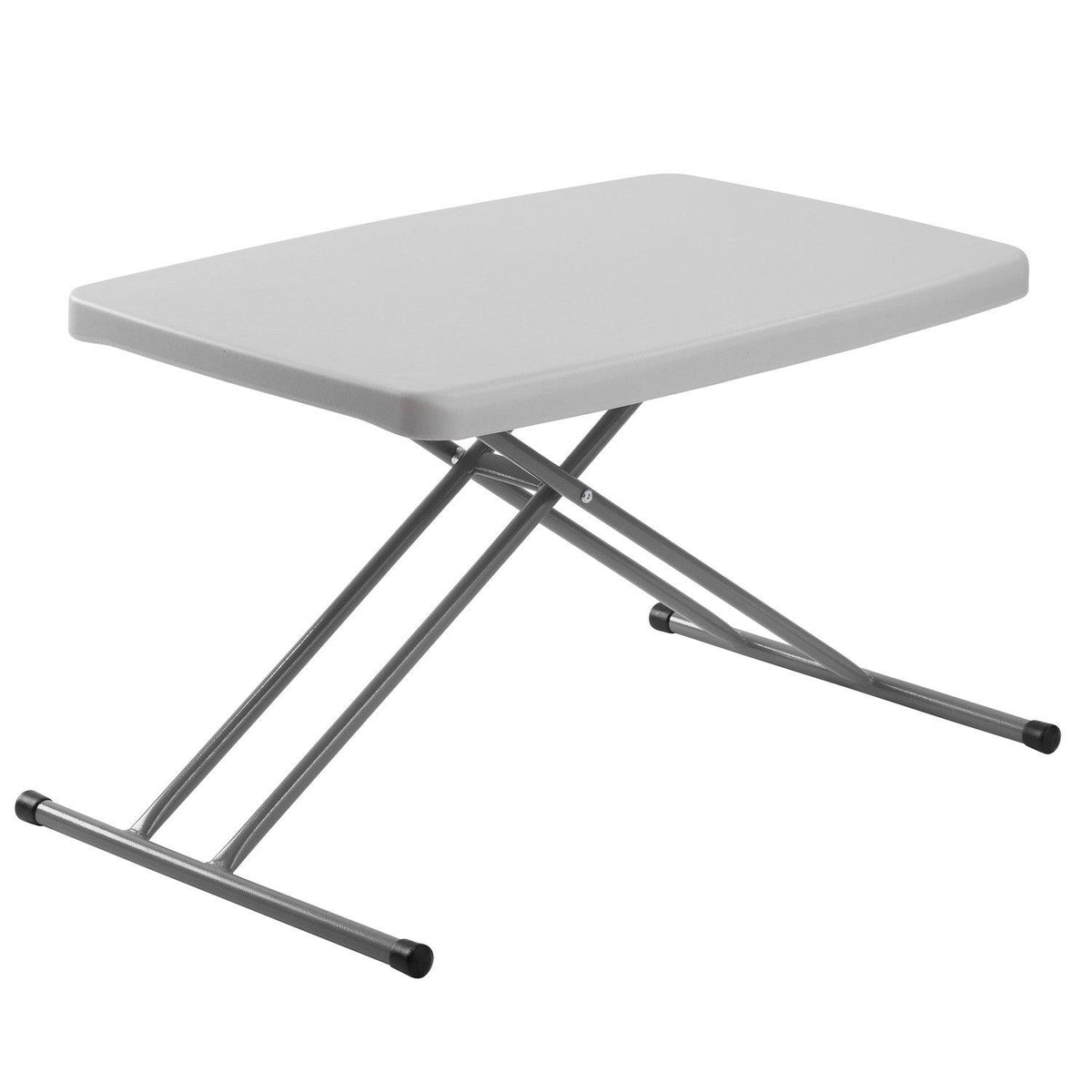 Adjustable Height Blow-Molded Plastic Personal Folding Table, 20" x 30", Speckled Grey Top, Grey Frame