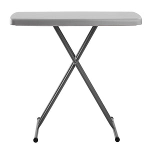 Adjustable Height Blow-Molded Plastic Personal Folding Table, 20" x 30", Speckled Grey Top, Grey Frame