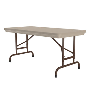 Heavy Duty Commercial Use Blow Molded Folding Table, Standard Colors, Adjustable Height, 24 x 48