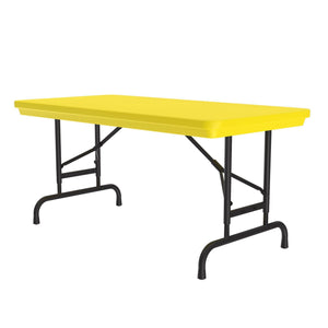 Heavy Duty Commercial Use Blow Molded Folding Table, Primary Colors, Adjustable Height, 24 x 48