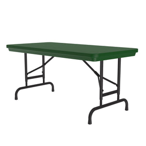Heavy Duty Commercial Use Blow Molded Folding Table, Primary Colors, Adjustable Height, 24 x 48