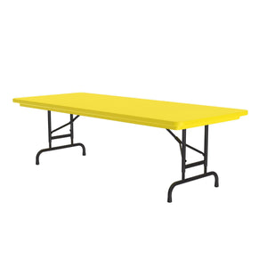 Heavy Duty Commercial Use Blow Molded Folding Table, Primary Colors, Adjustable Height, 30 x 60