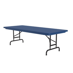 Heavy Duty Commercial Use Blow Molded Folding Table, Primary Colors, Adjustable Height, 30 x 72