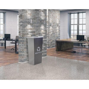 Metro Collection Single Stream Tapered Indoor Recycling Receptacle, Hammered Charcoal Finish with Platinum Lid