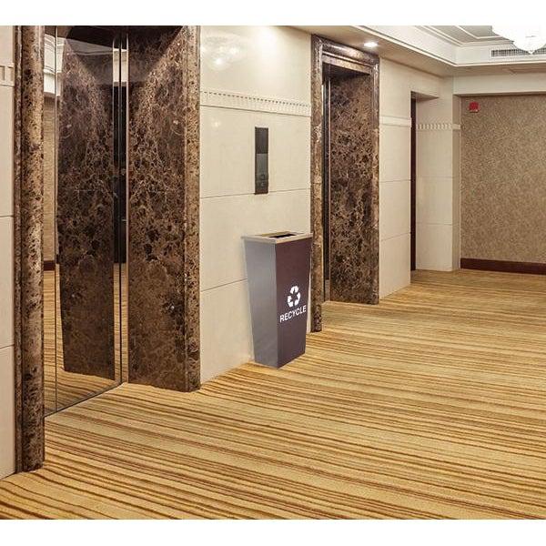 Metro Collection Single Stream Tapered Indoor Recycling Receptacle, Hammered Copper Finish with Gold Lid