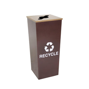 Metro Collection Single Stream Tapered Indoor Recycling Receptacle, Hammered Copper Finish with Gold Lid