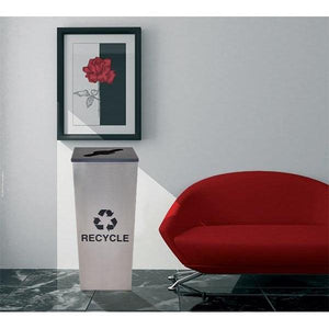 Metro Collection Single Stream Tapered Indoor Recycling Receptacle, Stainless Steel Finish with Black Lid
