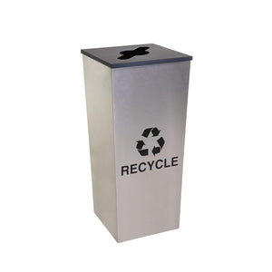 Metro Collection Single Stream Tapered Indoor Recycling Receptacle, Stainless Steel Finish with Black Lid