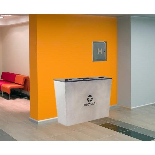 Metro Collection Three Stream Tapered Indoor Recycling Receptacle, Stainless Steel Finish with Black Lids