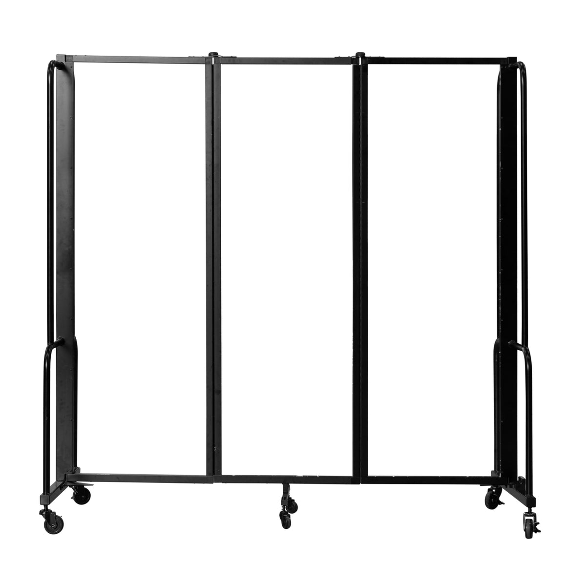 Robo Frosted Acrylic Room Divider with Black Frame, 6' Height, 3 Sections