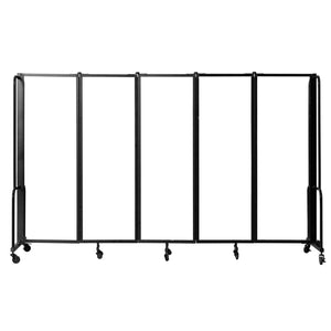 Robo Frosted Acrylic Room Divider with Black Frame, 6' Height, 5 Sections