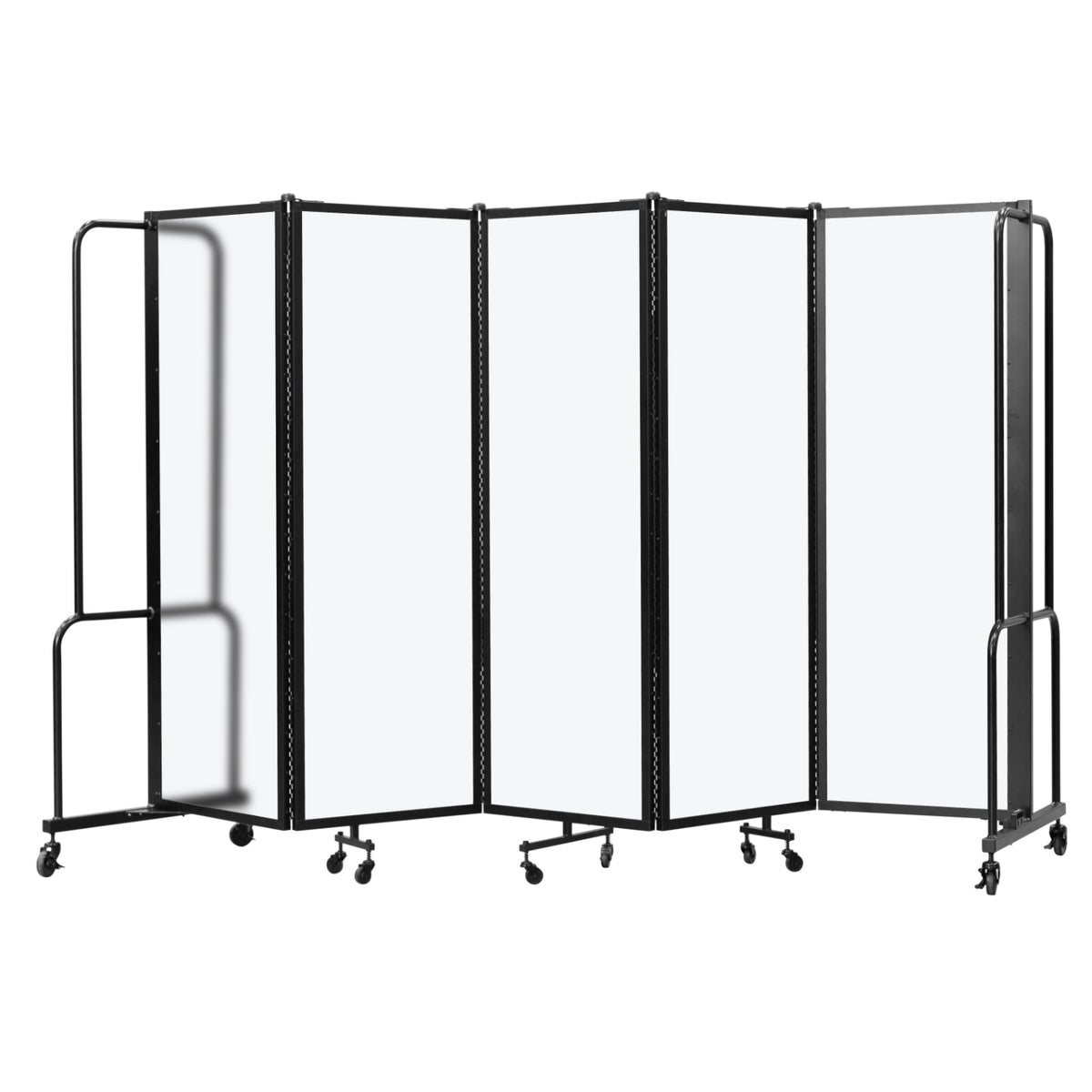 Robo Frosted Acrylic Room Divider with Black Frame, 6' Height, 5 Sections