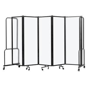 Robo Frosted Acrylic Room Divider with Black Frame, 6' Height, 5 Sections