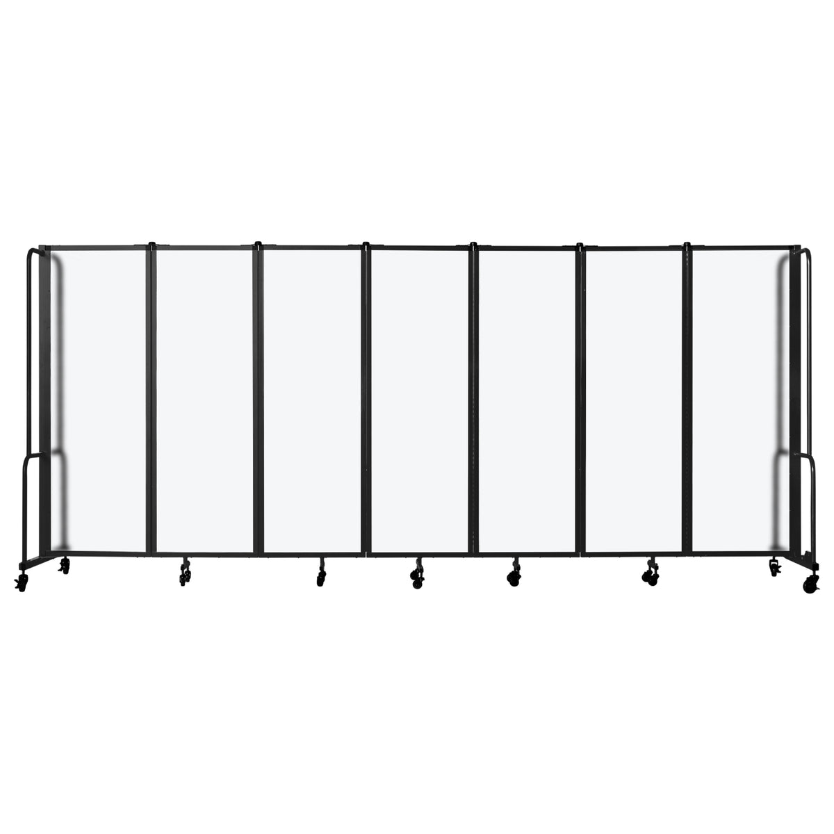 Robo Frosted Acrylic Room Divider with Black Frame, 6' Height, 7 Sections