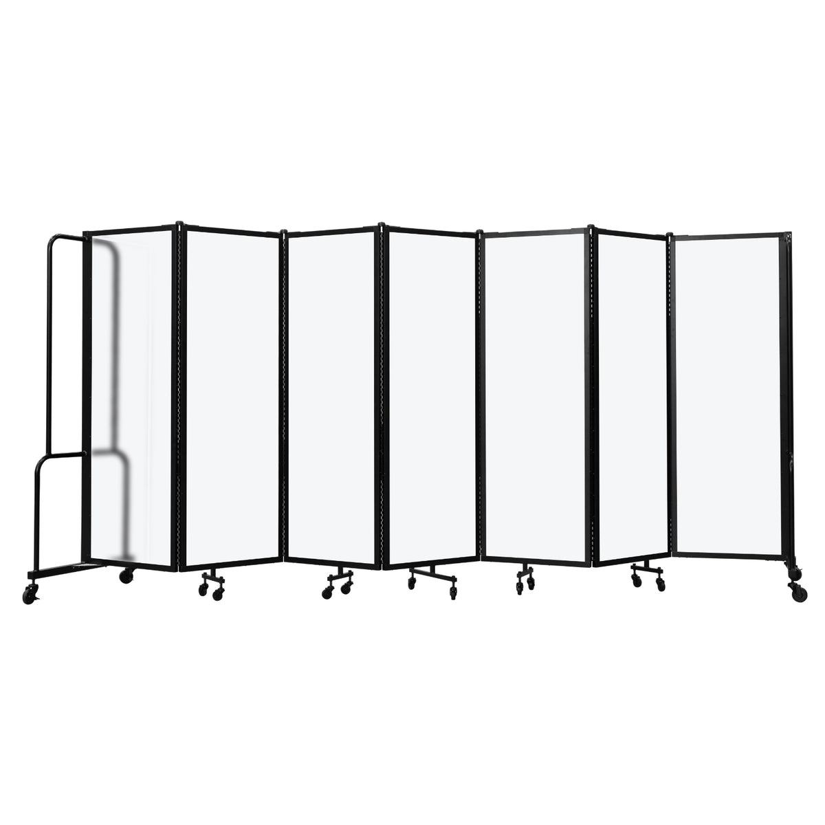 Robo Frosted Acrylic Room Divider with Black Frame, 6' Height, 7 Sections