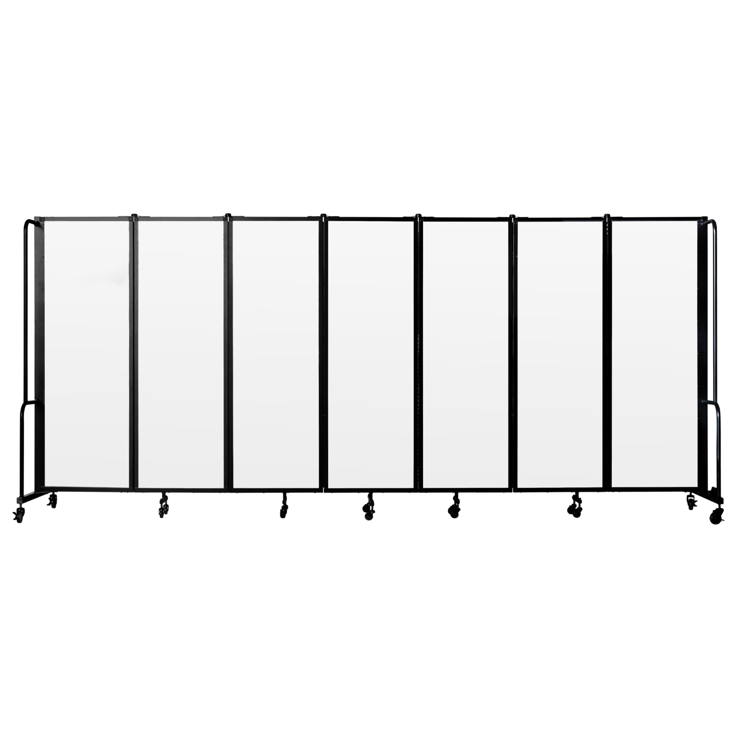Robo Whiteboard Room Divider with Black Frame, 6' Height, 7 Sections