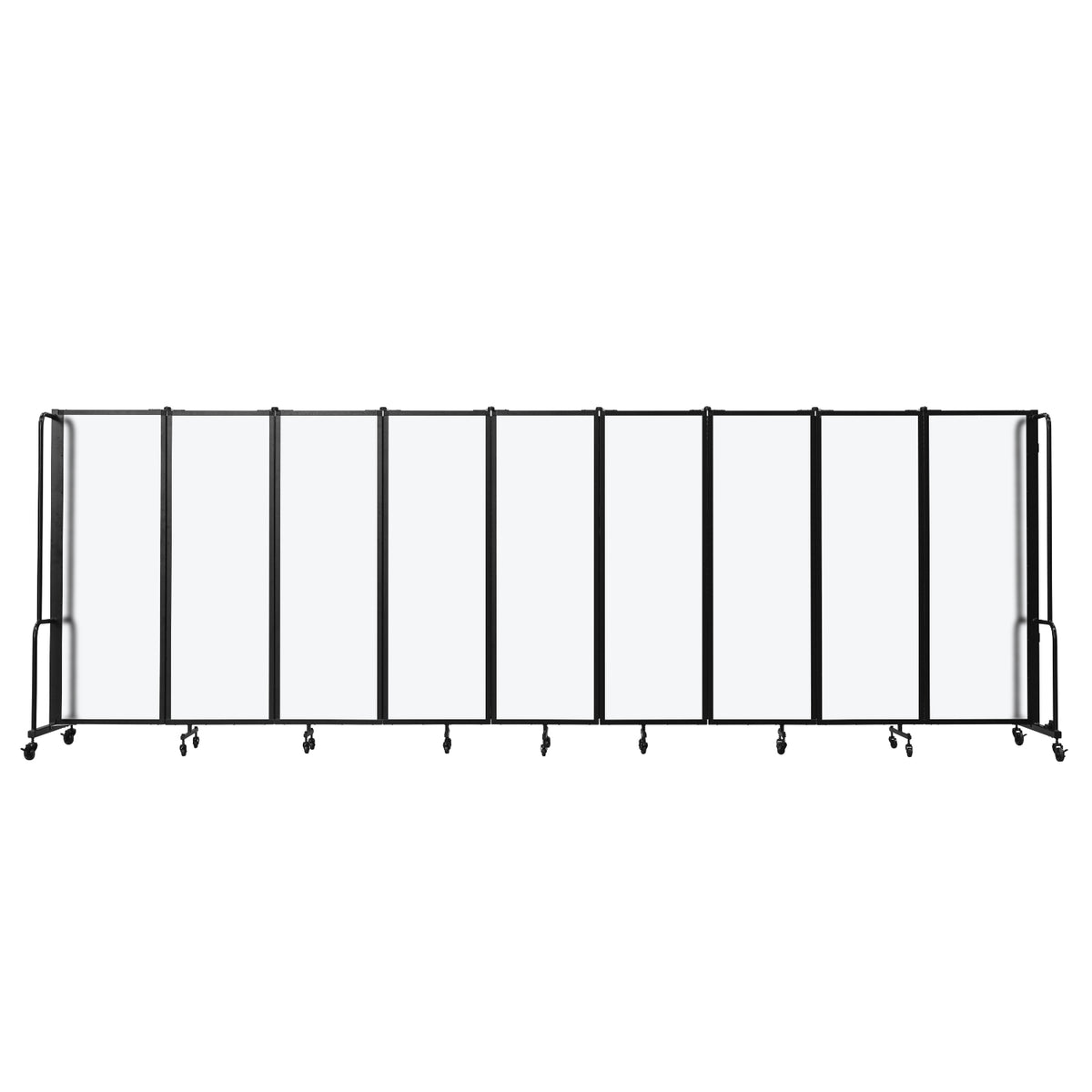 Robo Frosted Acrylic Room Divider with Black Frame, 6' Height, 9 Sections