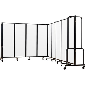 Robo Frosted Acrylic Room Divider with Black Frame, 6' Height, 9 Sections