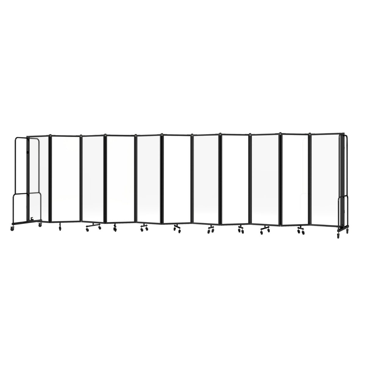 Robo Clear Acrylic Room Divider with Black Frame, 6' Height, 11 Sections,