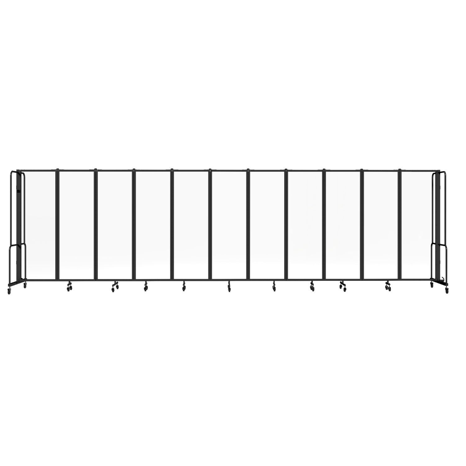 Robo Clear Acrylic Room Divider with Black Frame, 6' Height, 11 Sections,