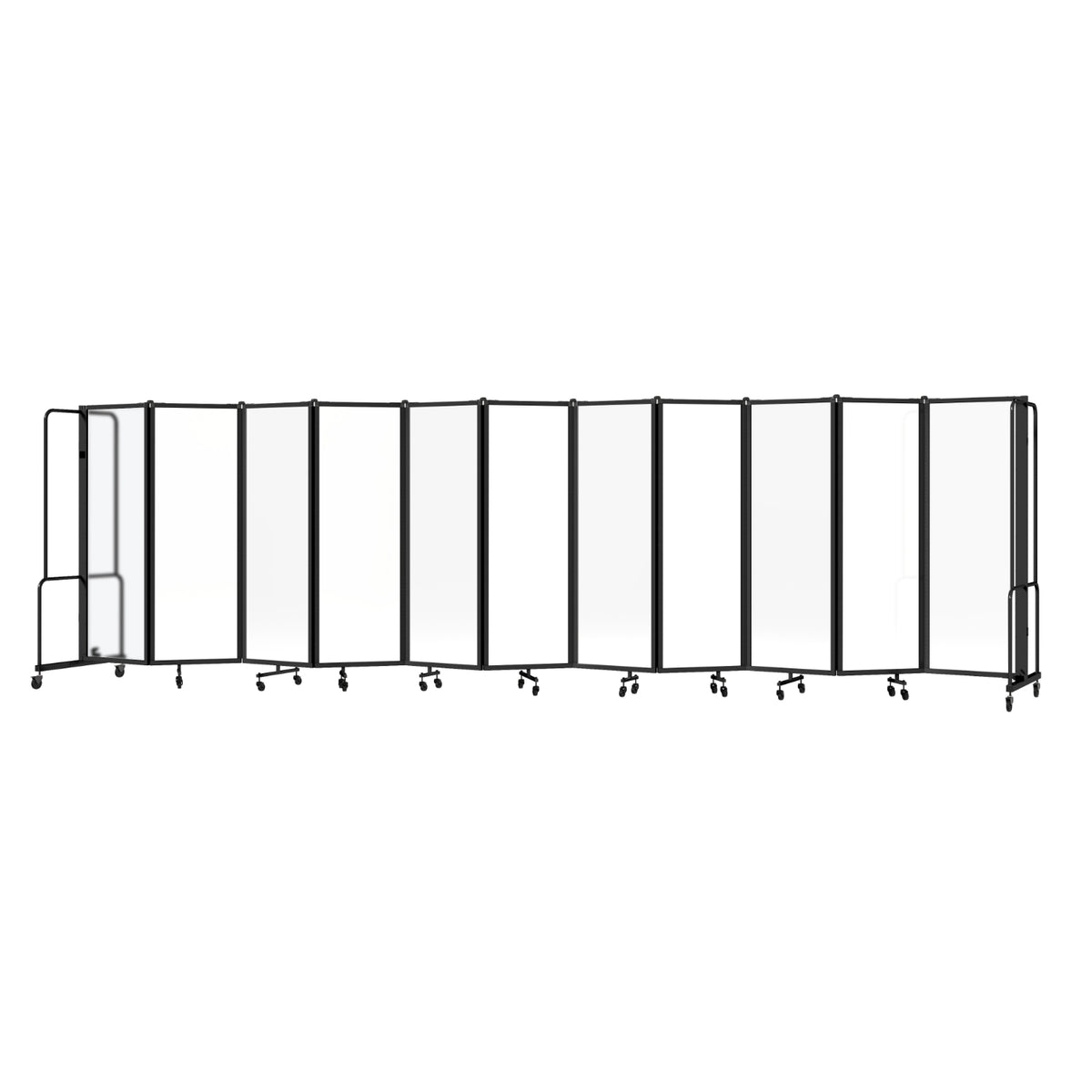 Robo Frosted Acrylic Room Divider with Black Frame, 6' Height, 11 Sections