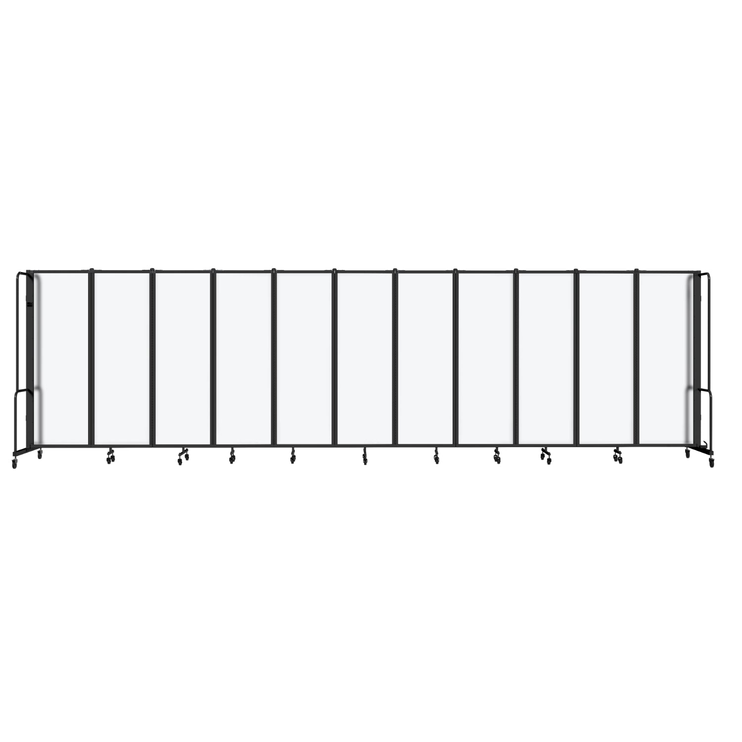 Robo Frosted Acrylic Room Divider with Black Frame, 6' Height, 11 Sections