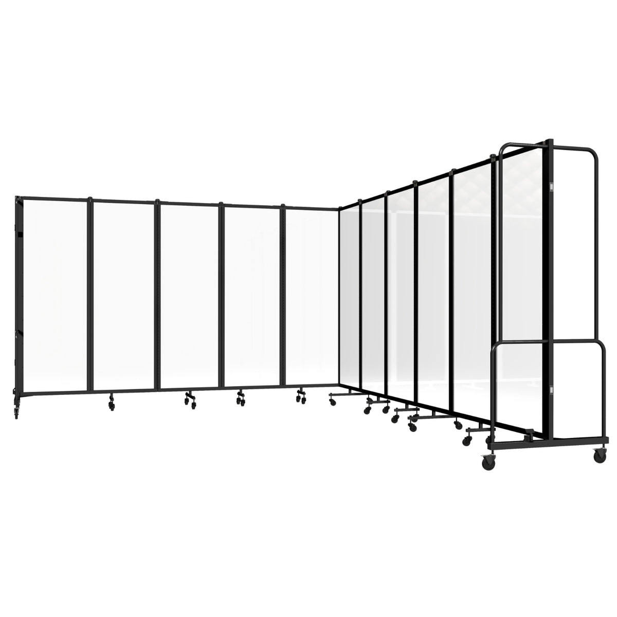 Robo Frosted Acrylic Room Divider with Black Frame, 6' Height, 11 Sections