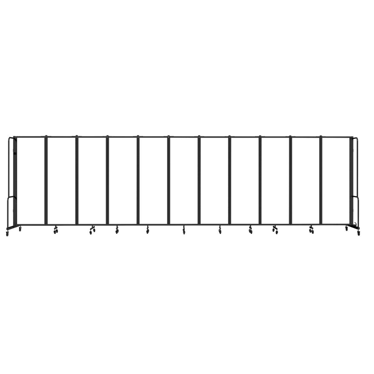 Robo Whiteboard Room Divider with Black Frame, 6' Height, 11 Sections